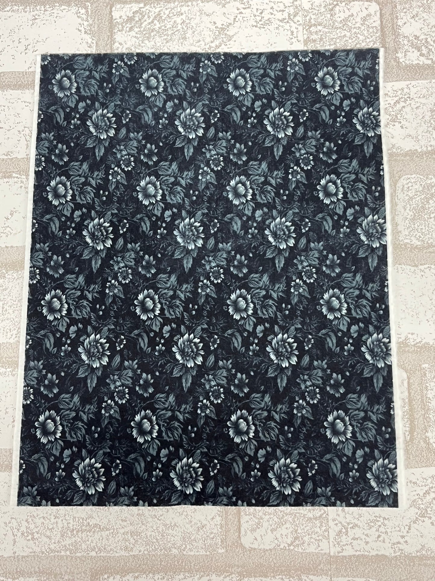 Black on Black Flowers Patterned Felt Steampunk Collection