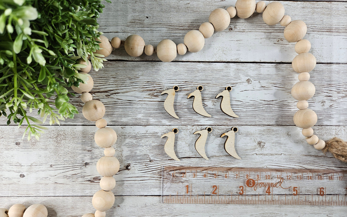 Wood Primitive Crow Charms