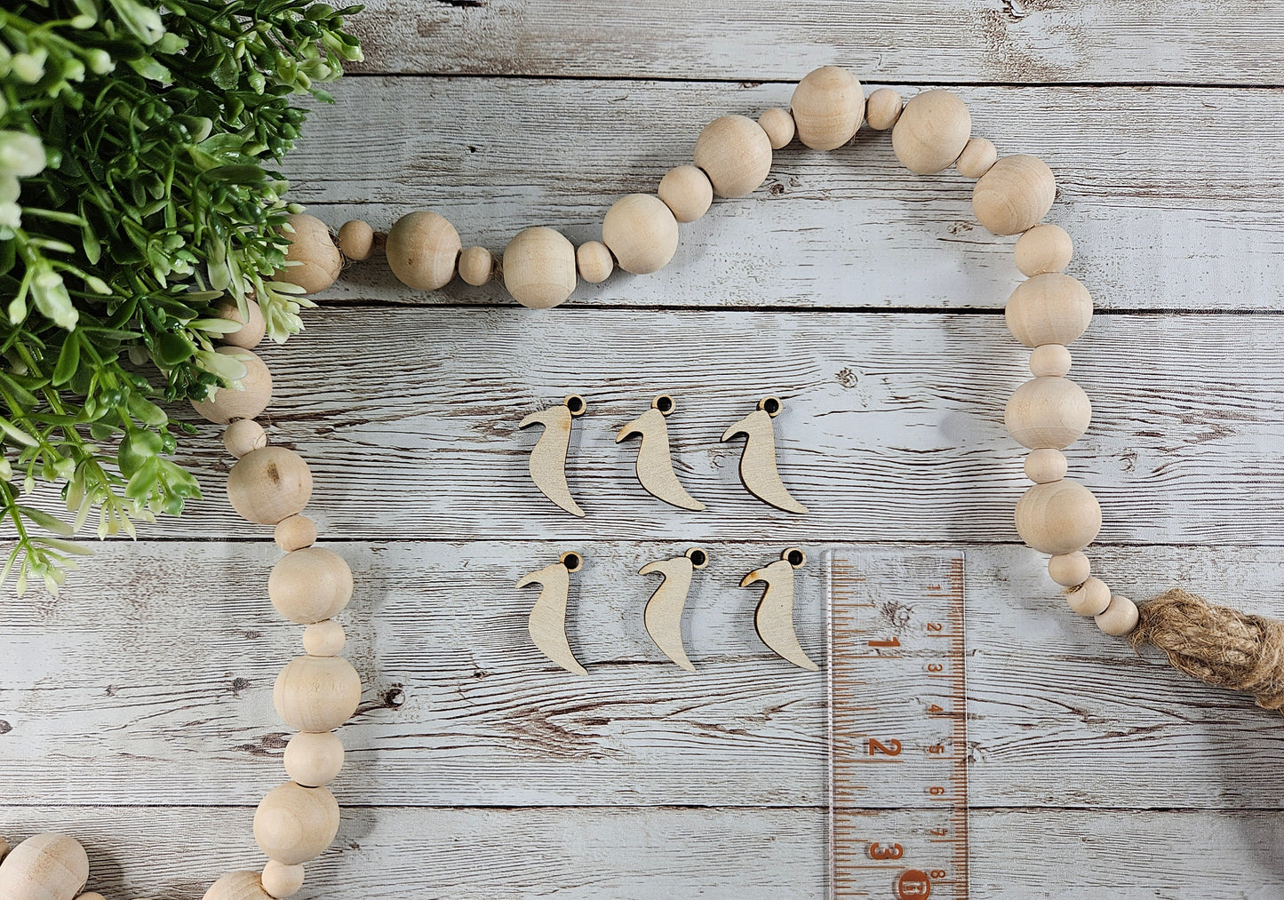 Wood Primitive Crow Charms