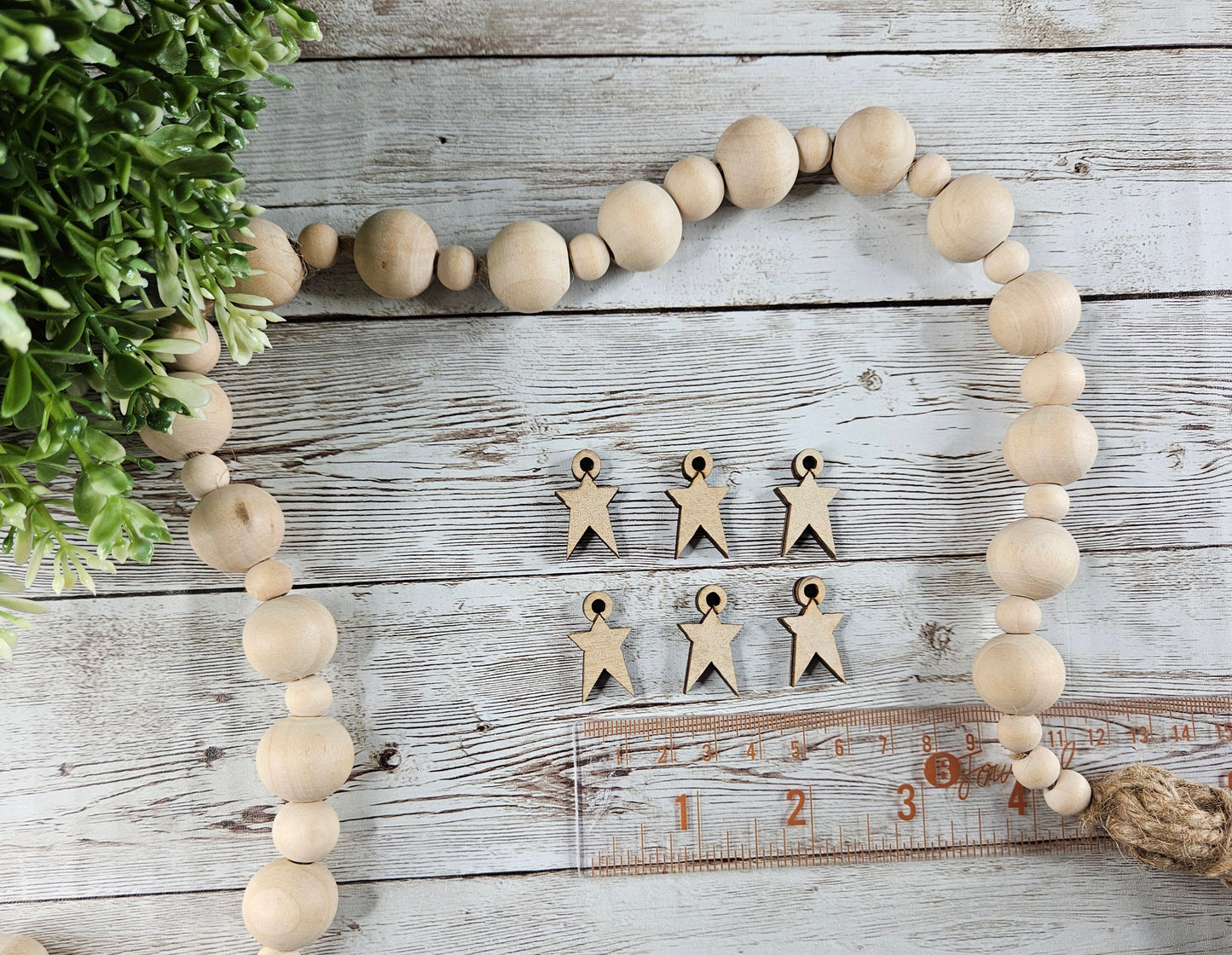Wood Primitive Star Charms