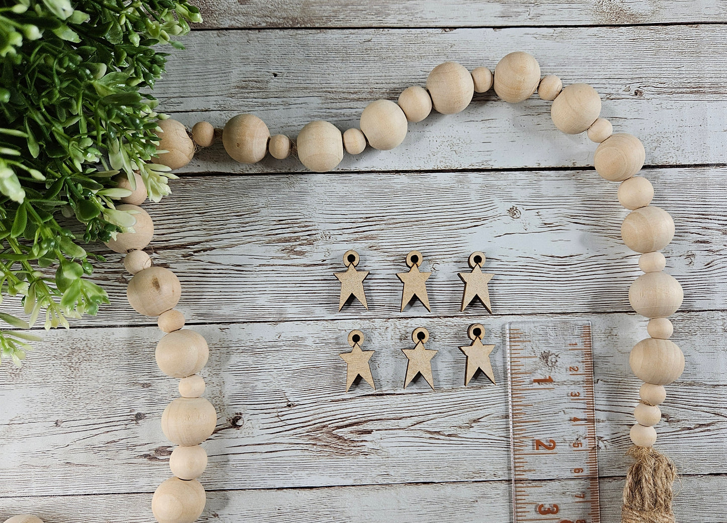 Wood Primitive Star Charms