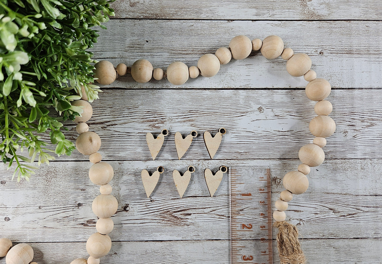 Wood Primitive Heart Charms