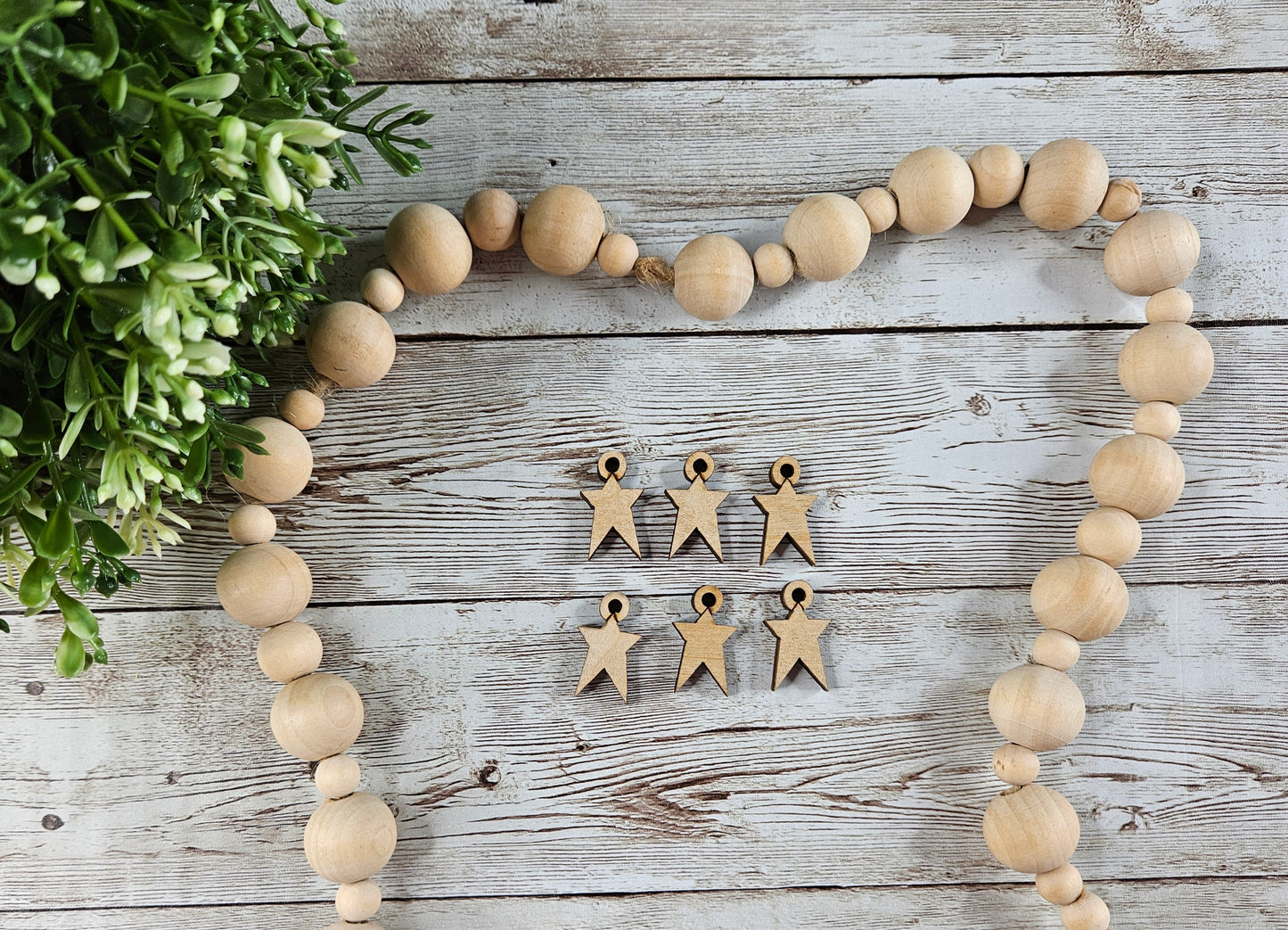 Wood Primitive Star Charms