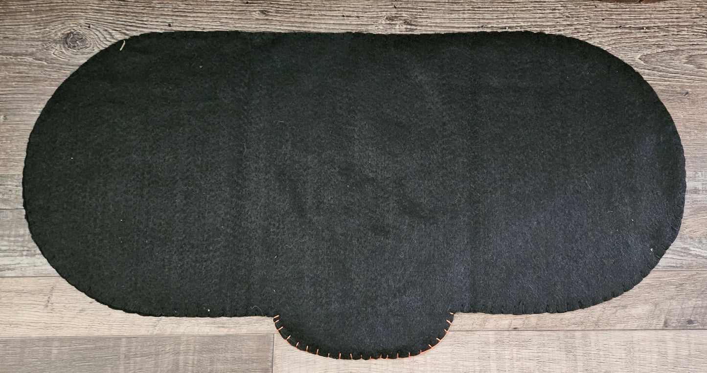 Halloween Jack O Lantern Primitive Appliqued Wool Felt Table Mat