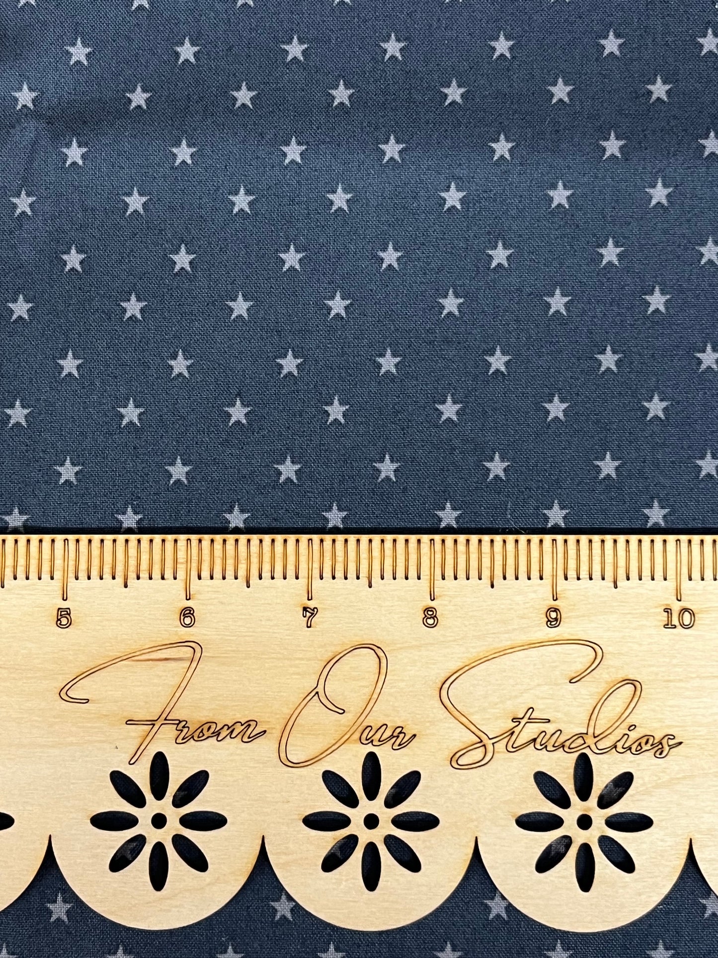 gray stars on navy fabric, quilt cotton for sewing and junk journaling