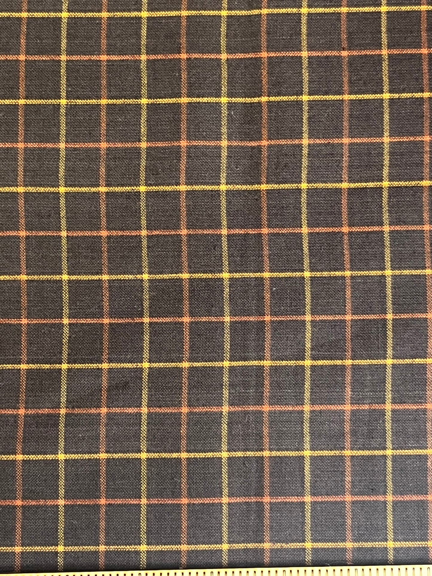Primitive Black Plaid Cotton Fabric – Rust & Gold Medium Check Fat Quarter by Andover