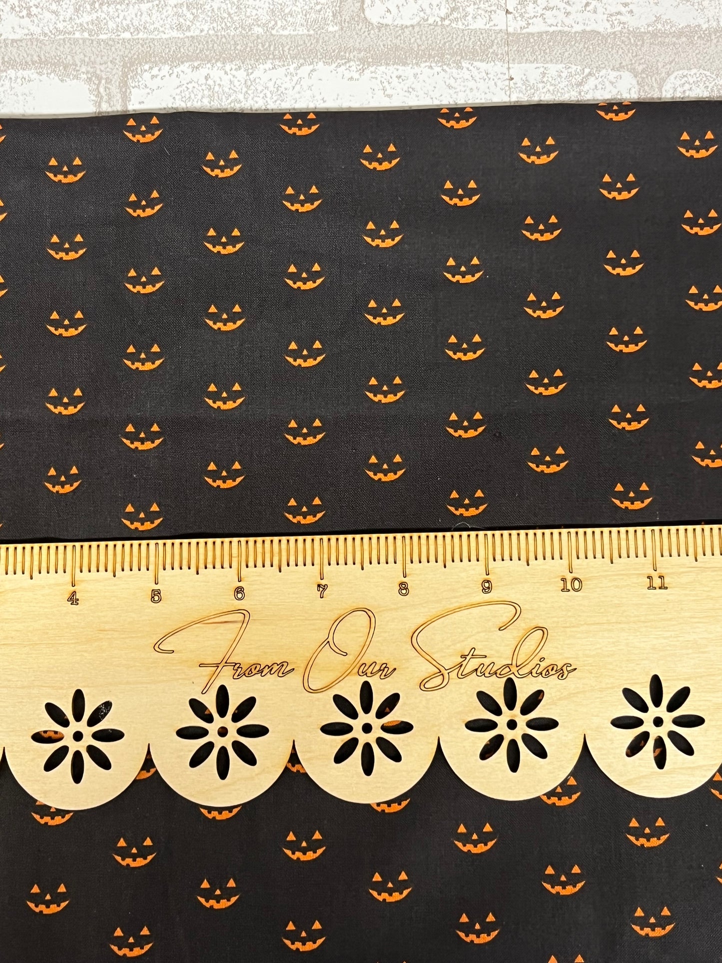 My Minds Eye Hey Bootiful Orange Jack Faces on Black Fabric Fat Quarter for Riley Blake!