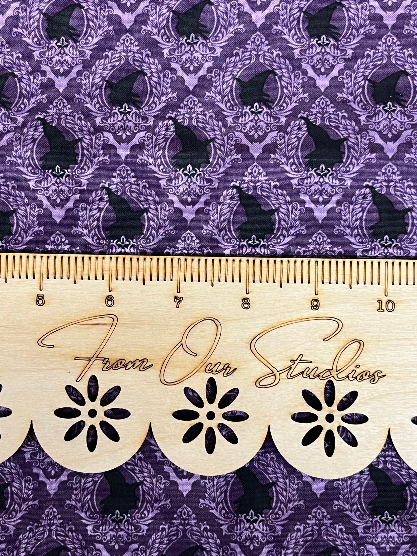 Spooky Schoolhouse Fat Quarter by Melissa Mortenson for Riley Blake - Witch Portraits on Purple