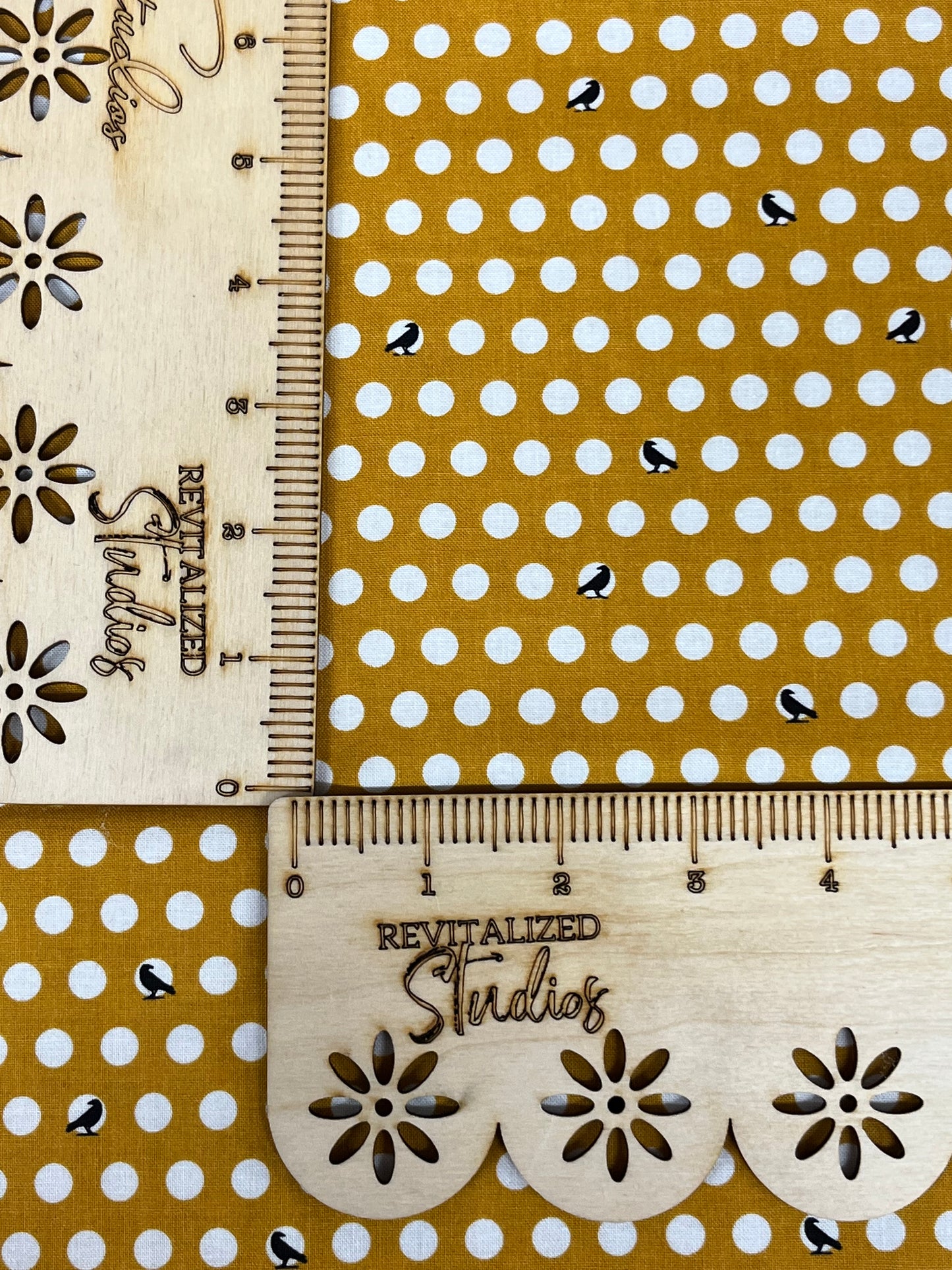 Fat Quarter Fabric Crows on Mustard designed by Beverly Mccullough for Riley Blake!