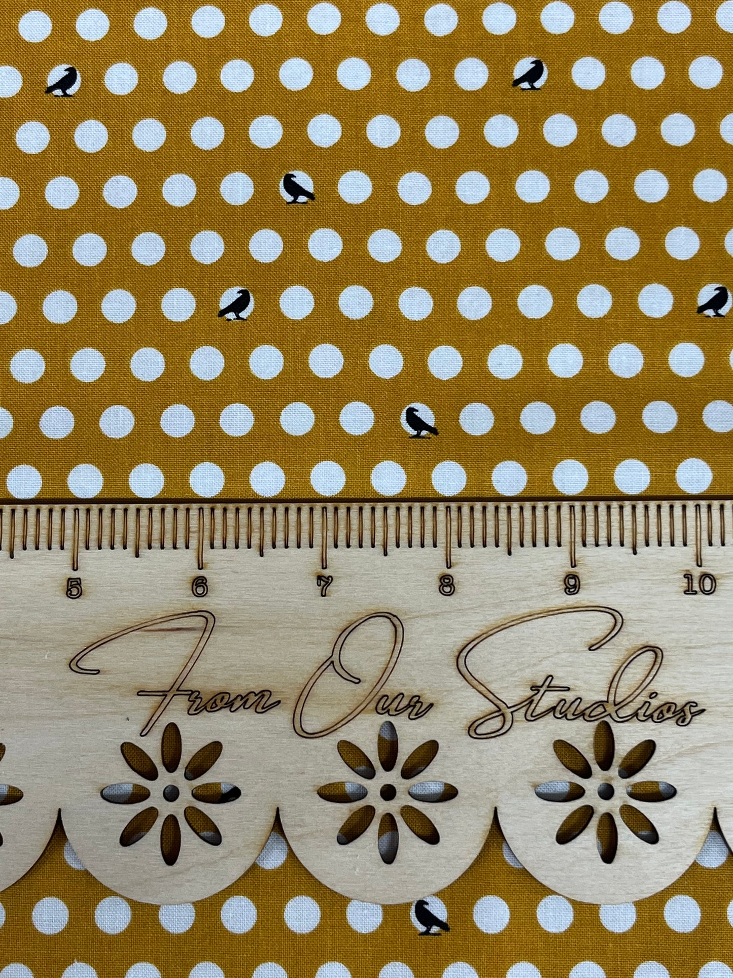 Fat Quarter Fabric Crows on Mustard designed by Beverly Mccullough for Riley Blake!
