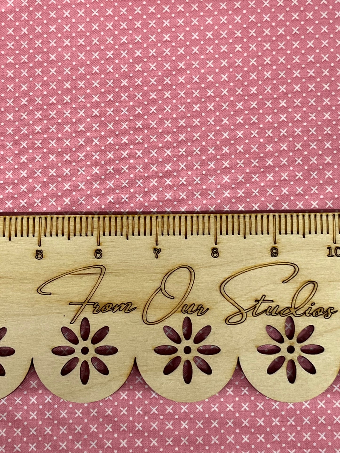 Fat Quarter Fabric Melissa Mortenson Tulip Cottage Collection for Riley Blake Pink with x's and ....