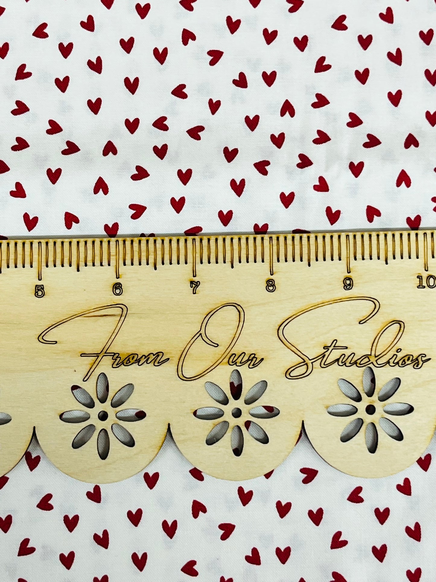 Fat Quarter White With Red Hearts designed by Echo Park for Riley Blake
