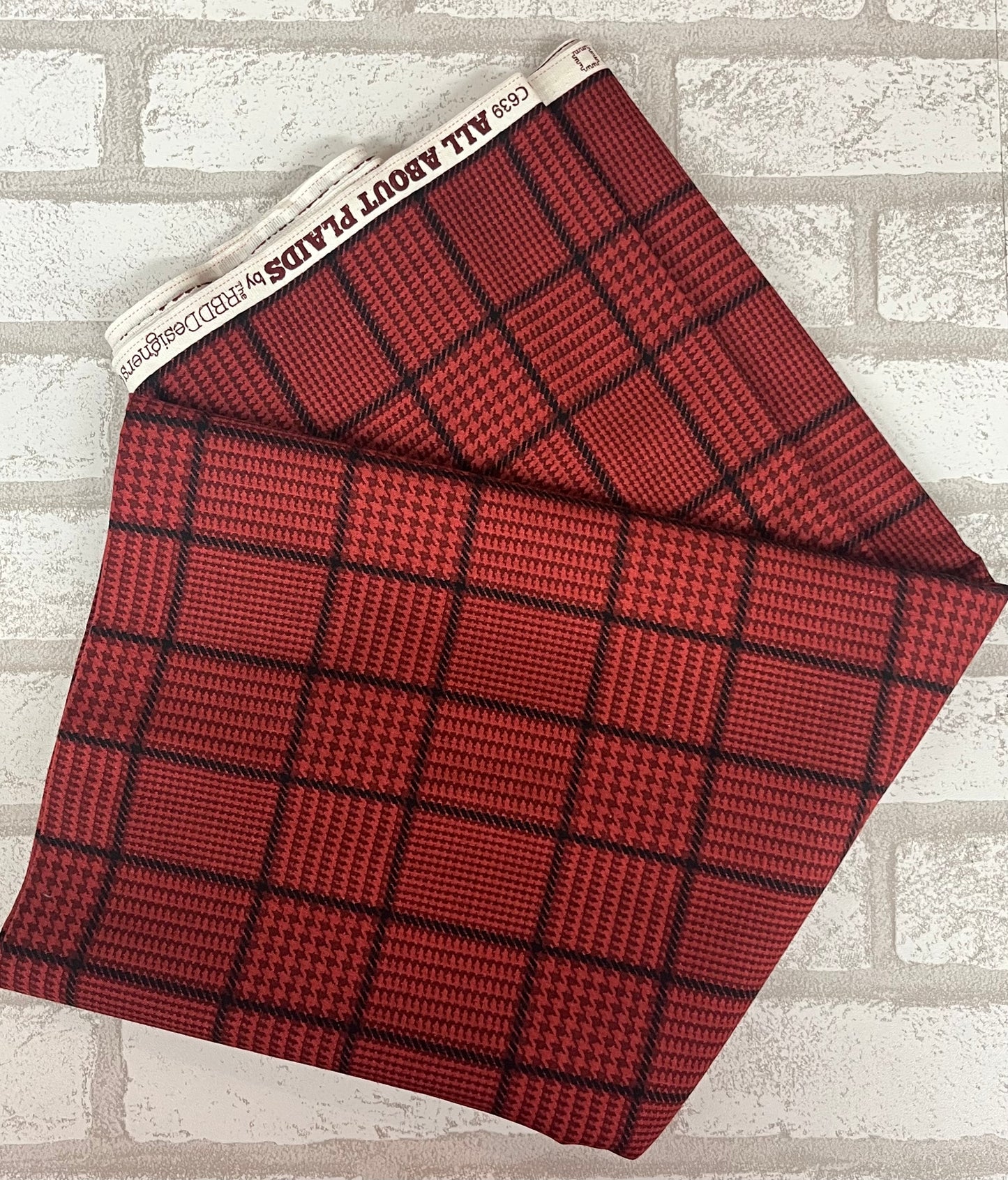 Red plaid fabric fat quarter Riley Blake red fabric with black plaid