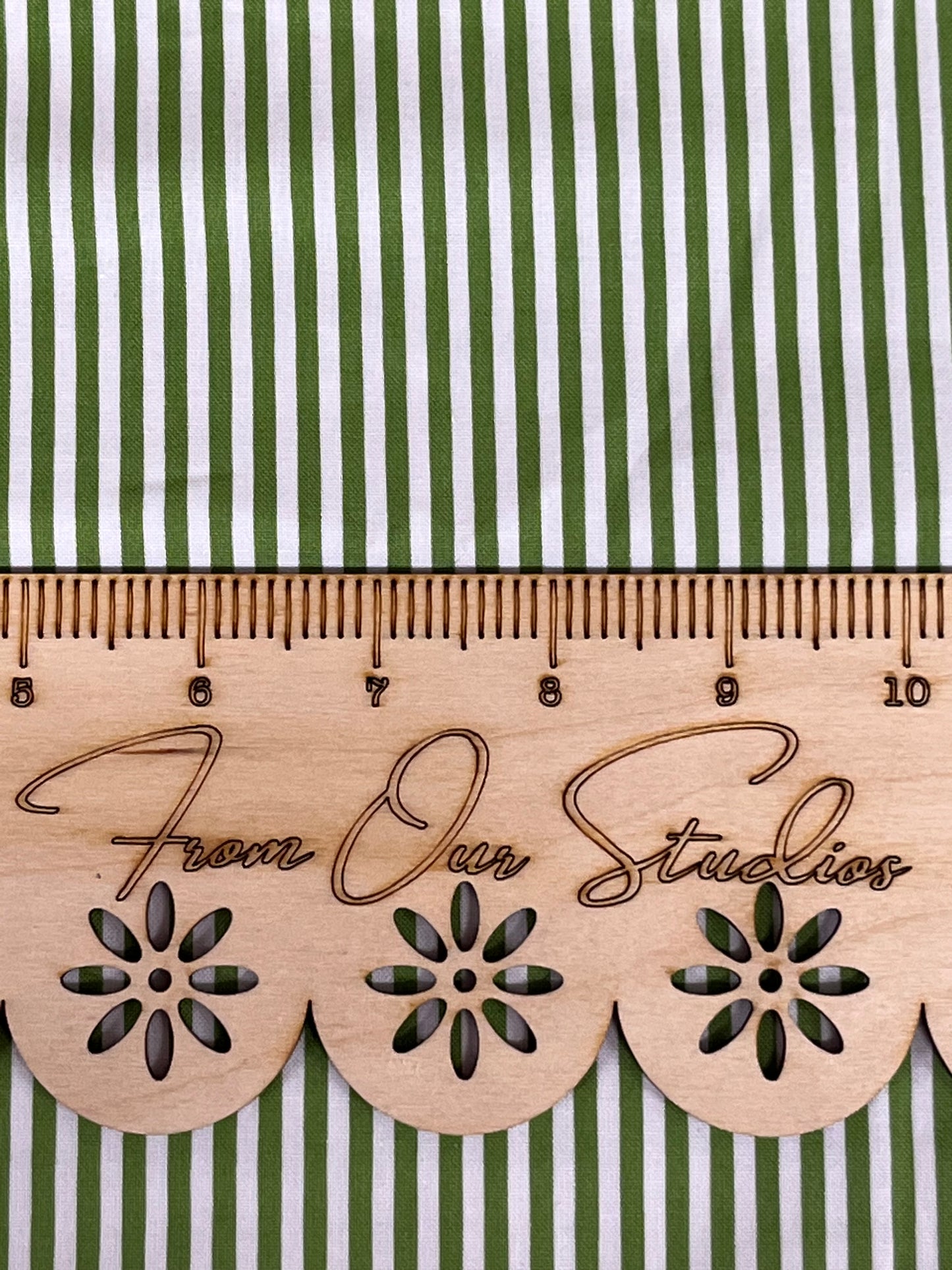 Riley Blake quilt-shop cotton fat quarter, green and white stripe, great for junk journals.