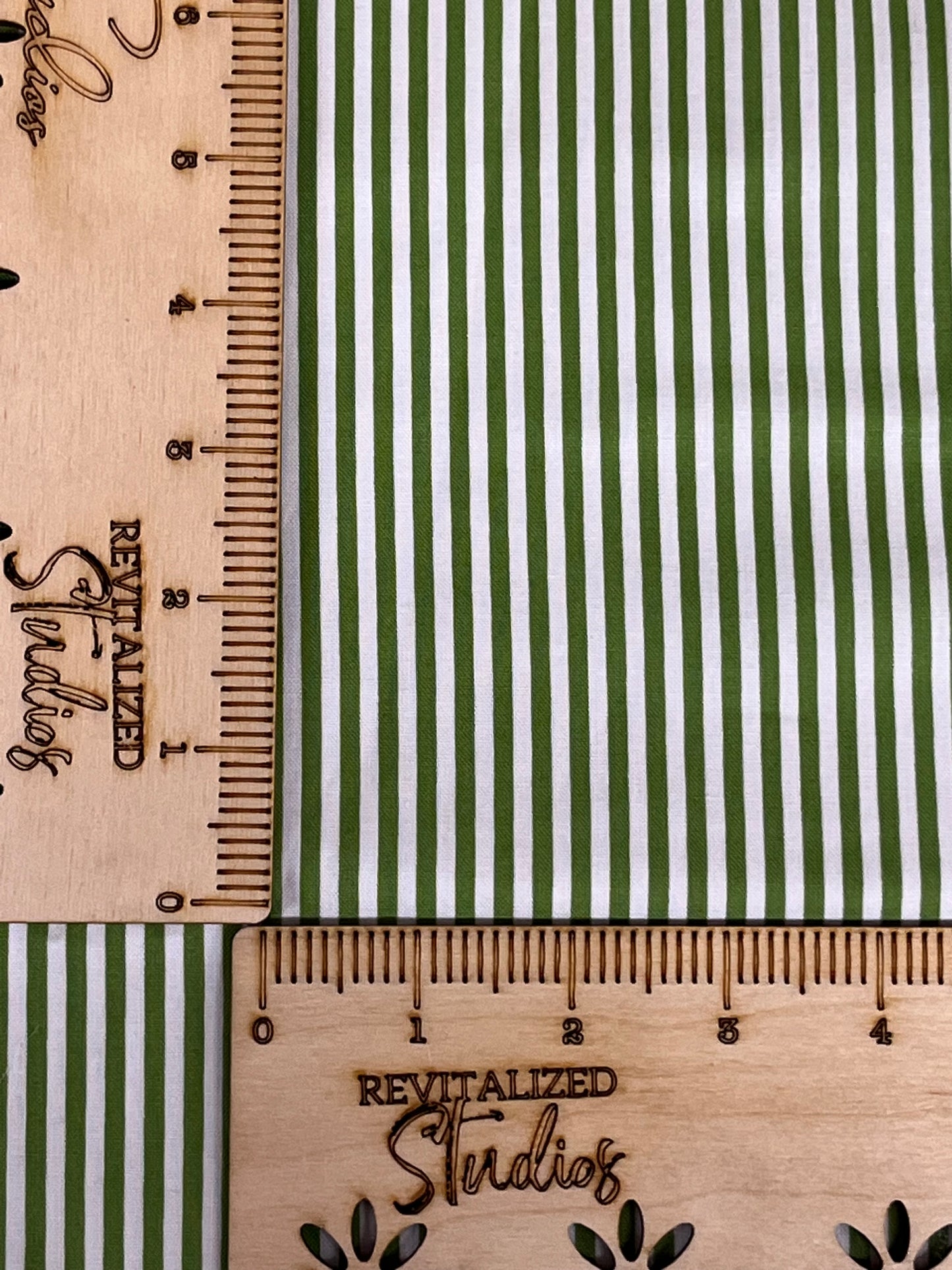Green and white striped Riley Blake cotton fabric fat quarter for sewing, slow stitching, or junk journaling