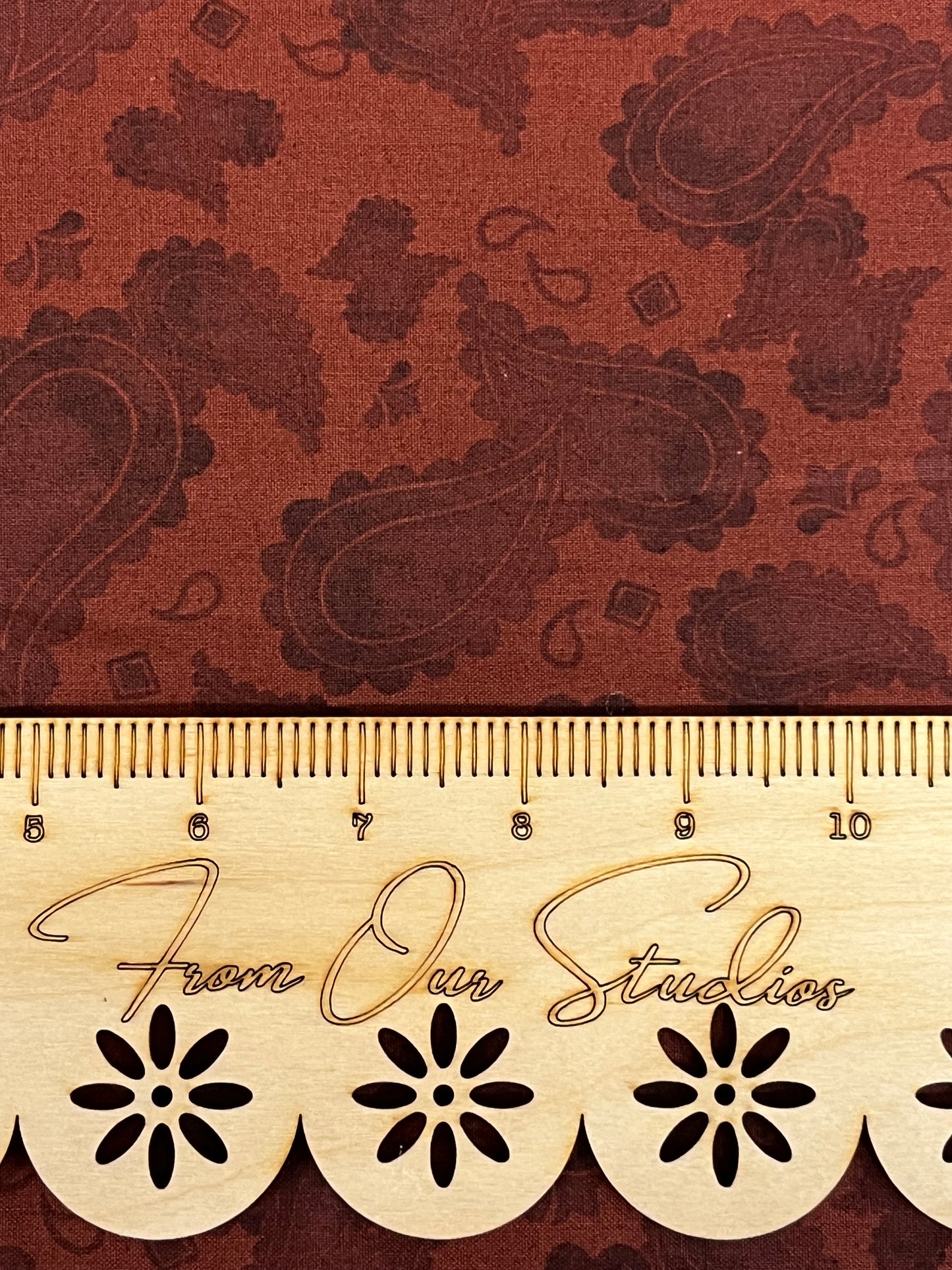 rusty red fat quarter with darker paisley designs great for junk journaling