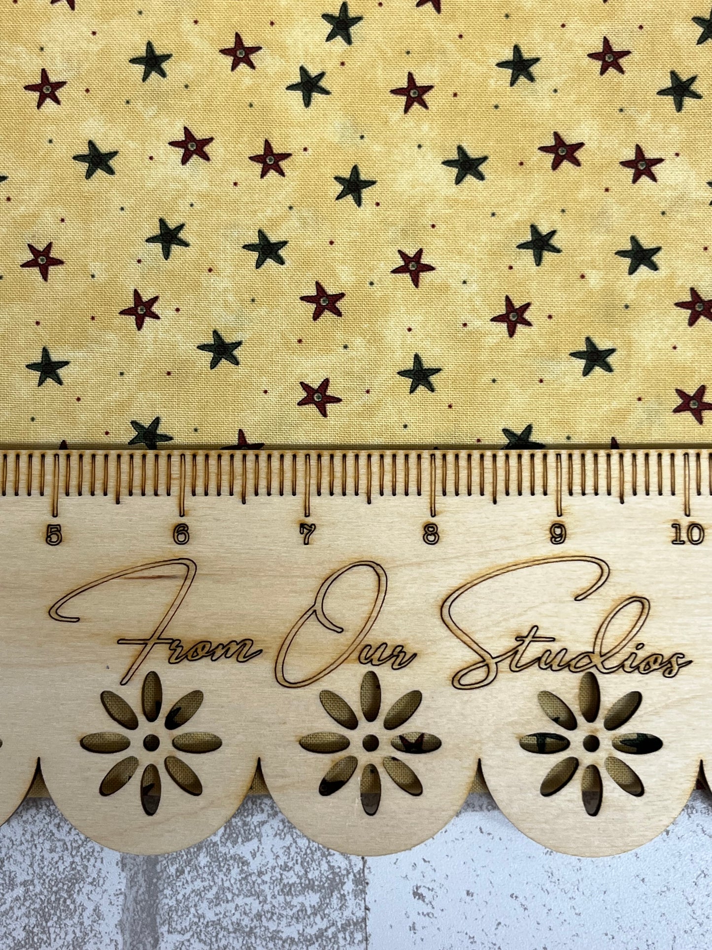 Limited edition Moda Dear Santa gold fabric with stars, designed by Sandy Gervais, fat quarter for quilting, crafts, and sewing