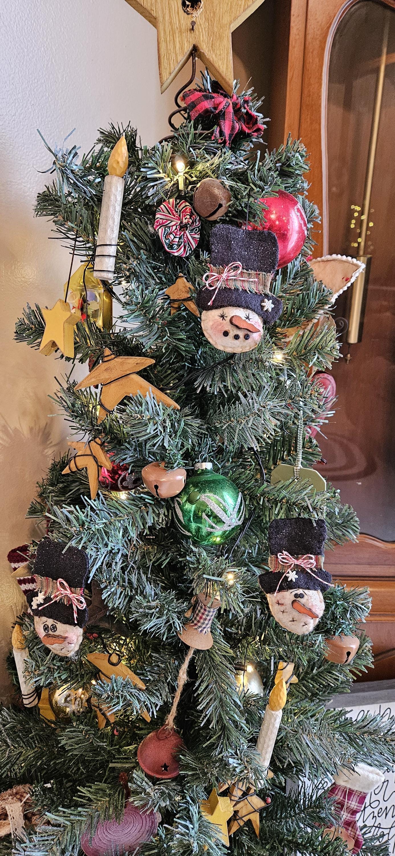 Primitive Snowman Ornaments, Set of 3, Grungy, Handmade, Christmas Bowl Fillers, Rustic Tree Ornaments, Scented, Farmhouse Holiday Decor