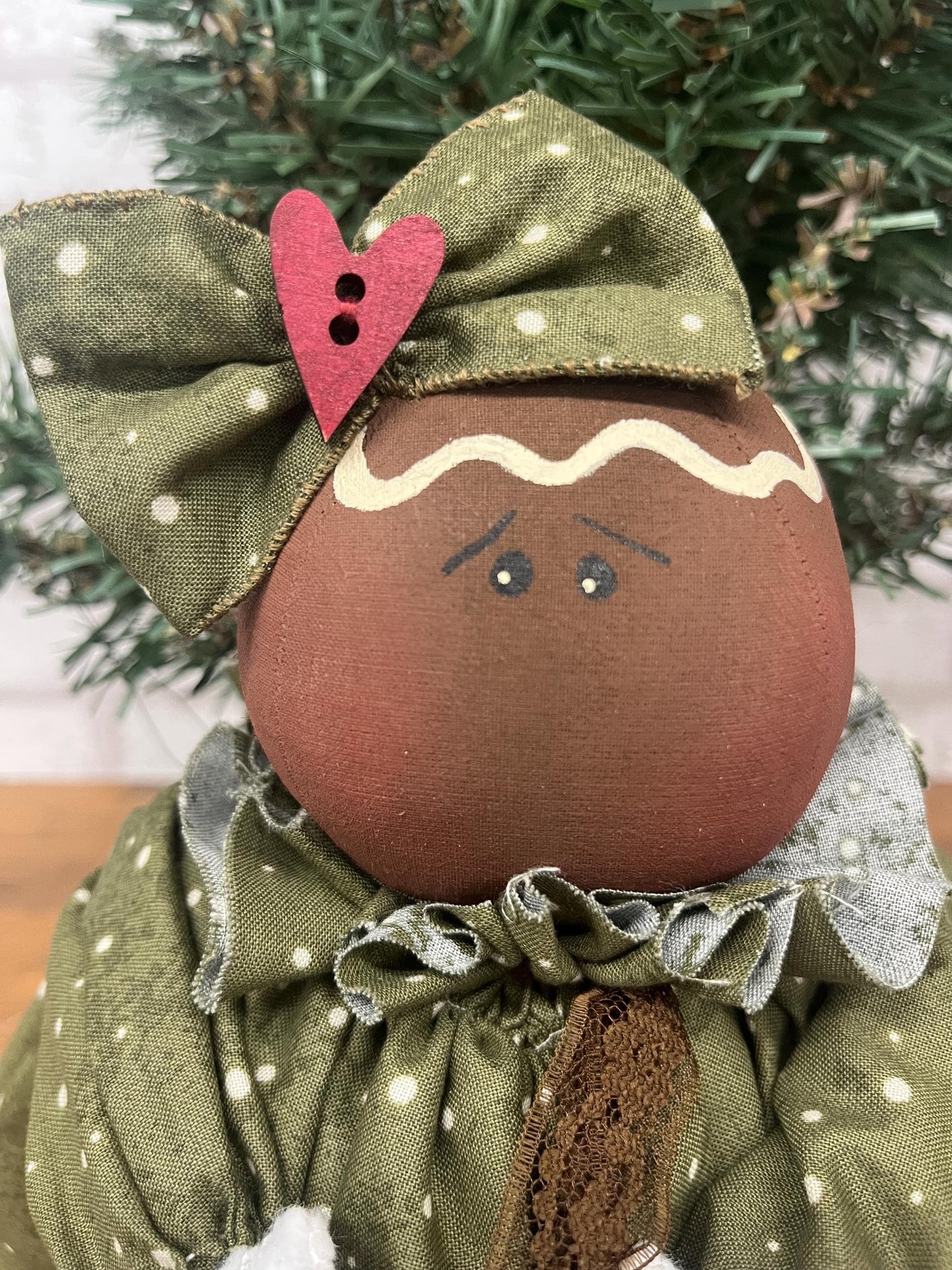 Primitive Gingerbread Doll Sugarplum Merrywhistle Handmade Folk Art Christmas Decor Gingerbread Shelf Sitter