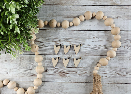 Wood Primitive Heart Charms