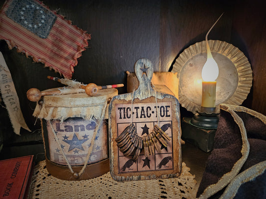 Primitive Tic Tac Toe Mini Game Board, Home Decor