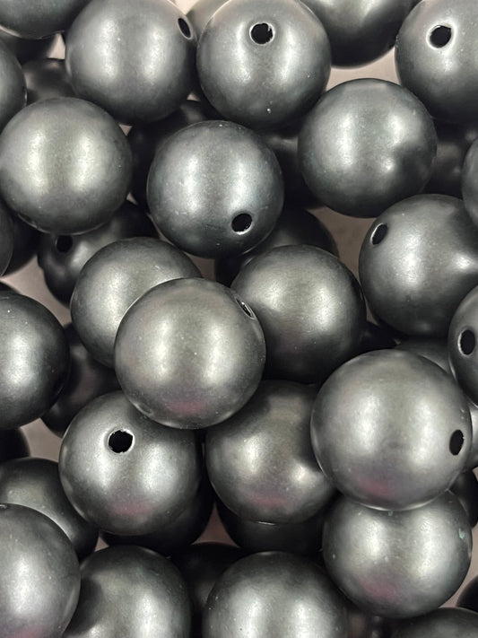 Black Pearl Bubblegum Beads 20mm | Glossy Round Beads for Jewelry Making, Crafting, and Junk Journal Supplies | Qty 3, 5, or 10