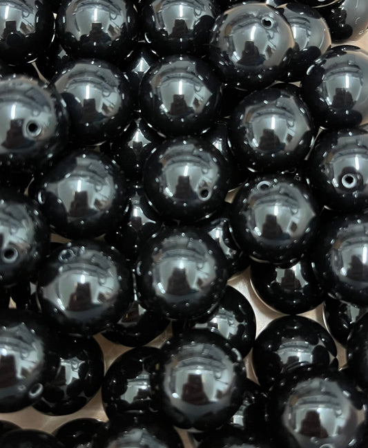 20mm glossy black beads for beaded pens and keychains