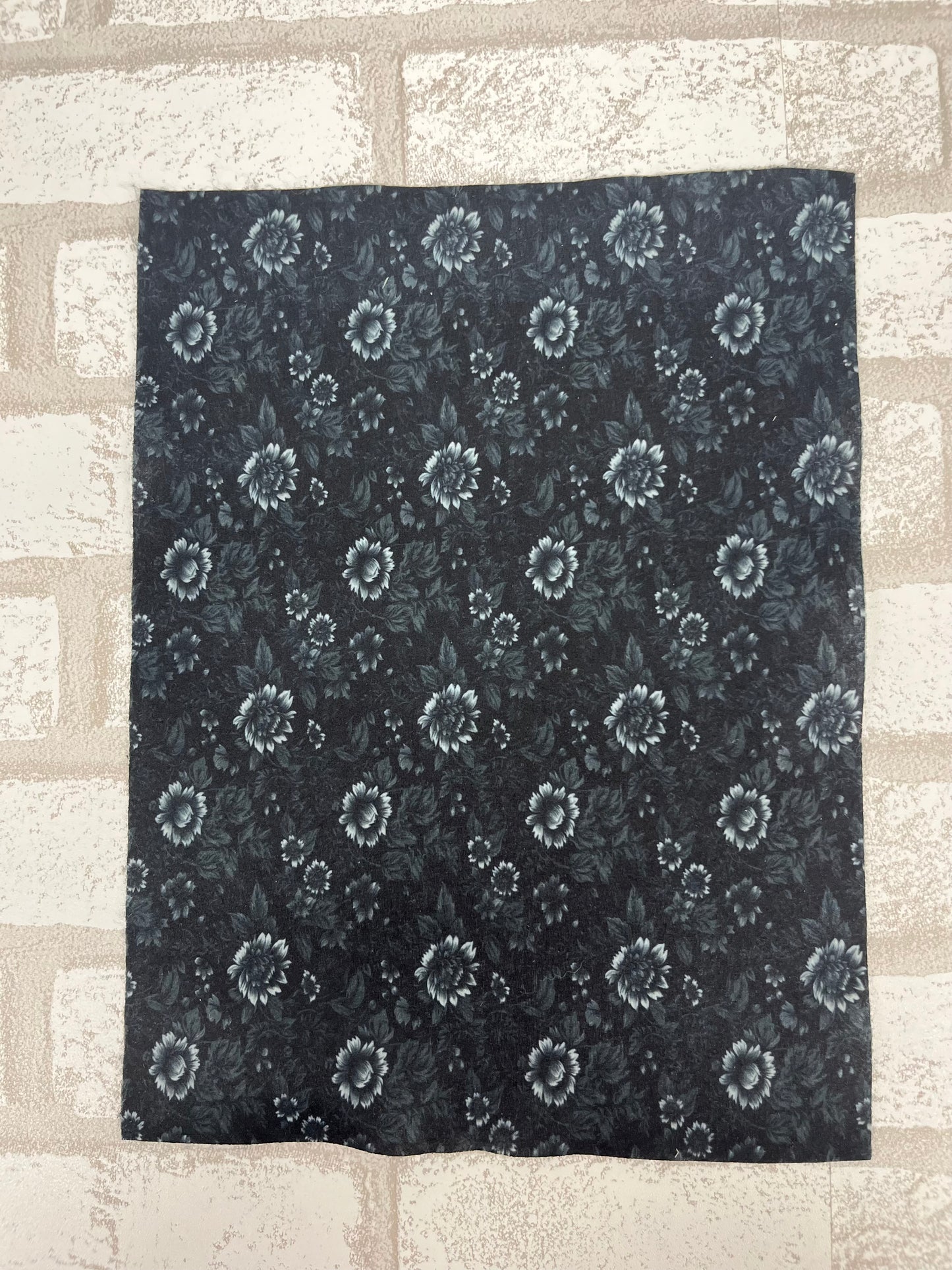 Black on Black Flowers Patterned Felt  Steampunk Collection