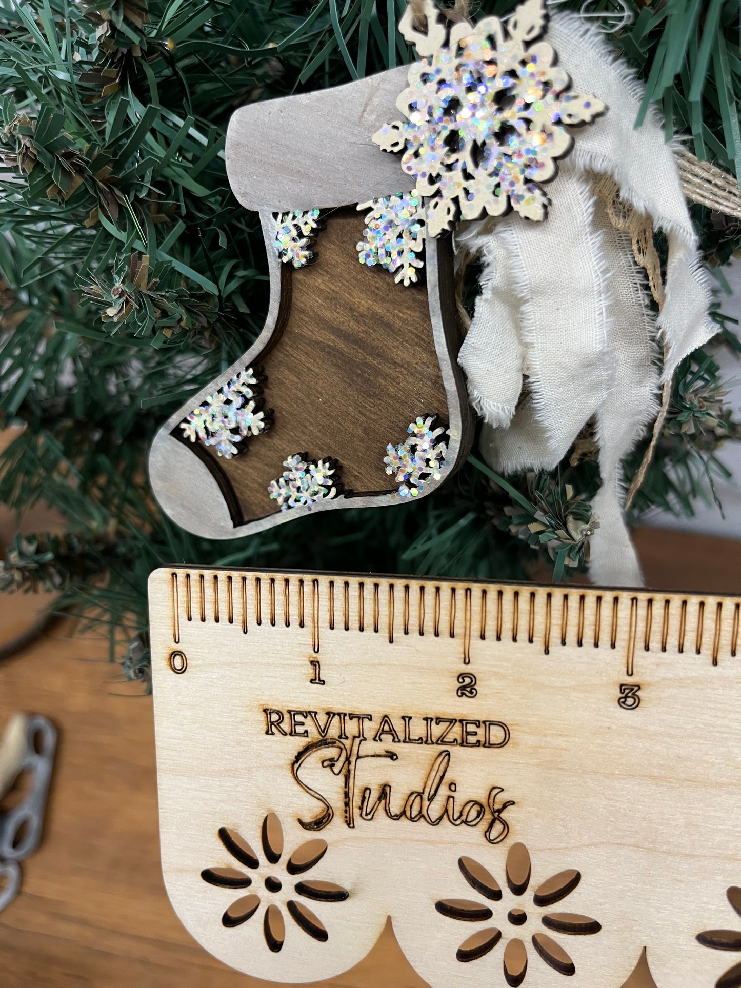 Handmade wood stocking ornament for your tree!