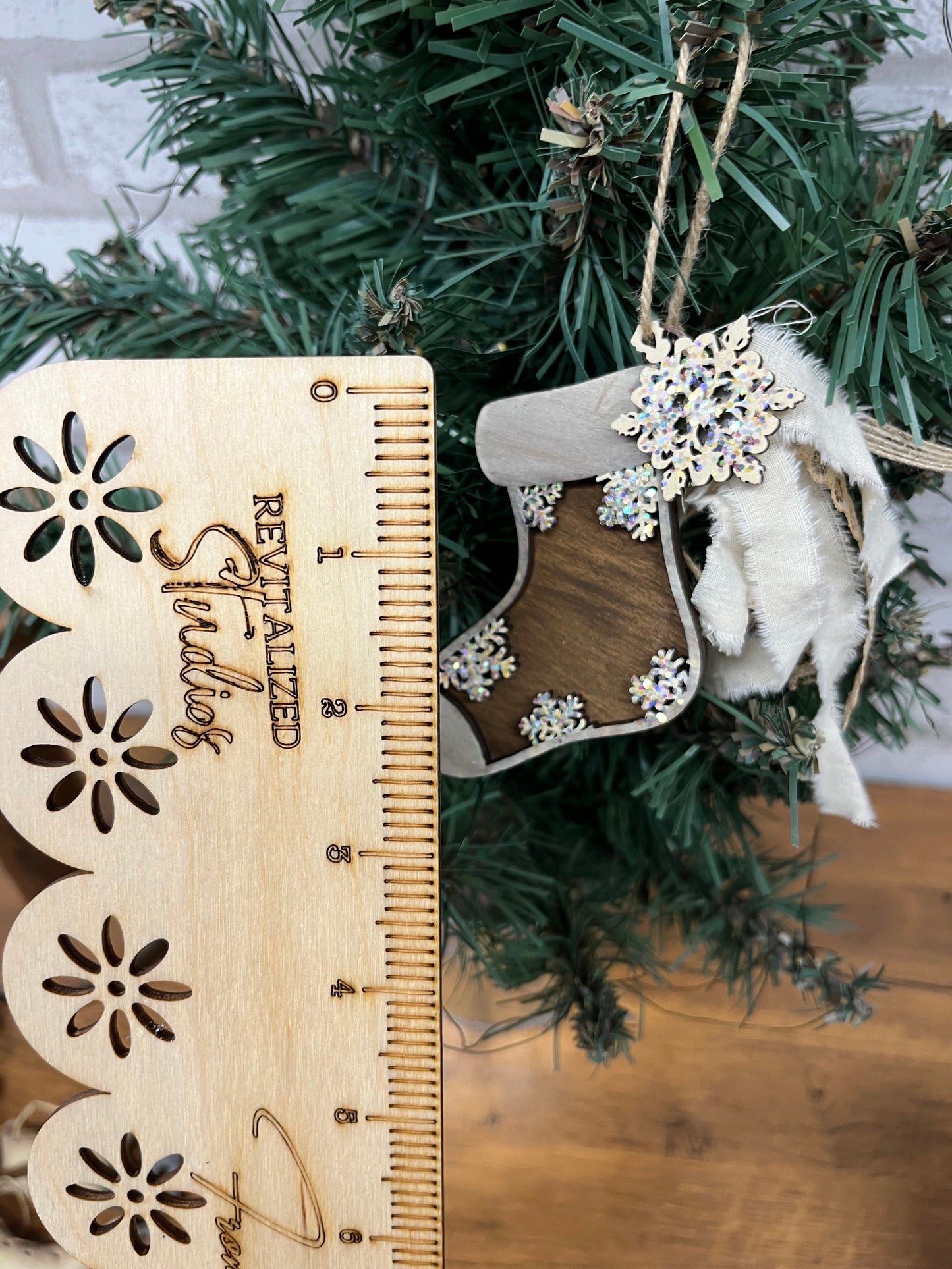 Handmade wood stocking ornament for your tree!