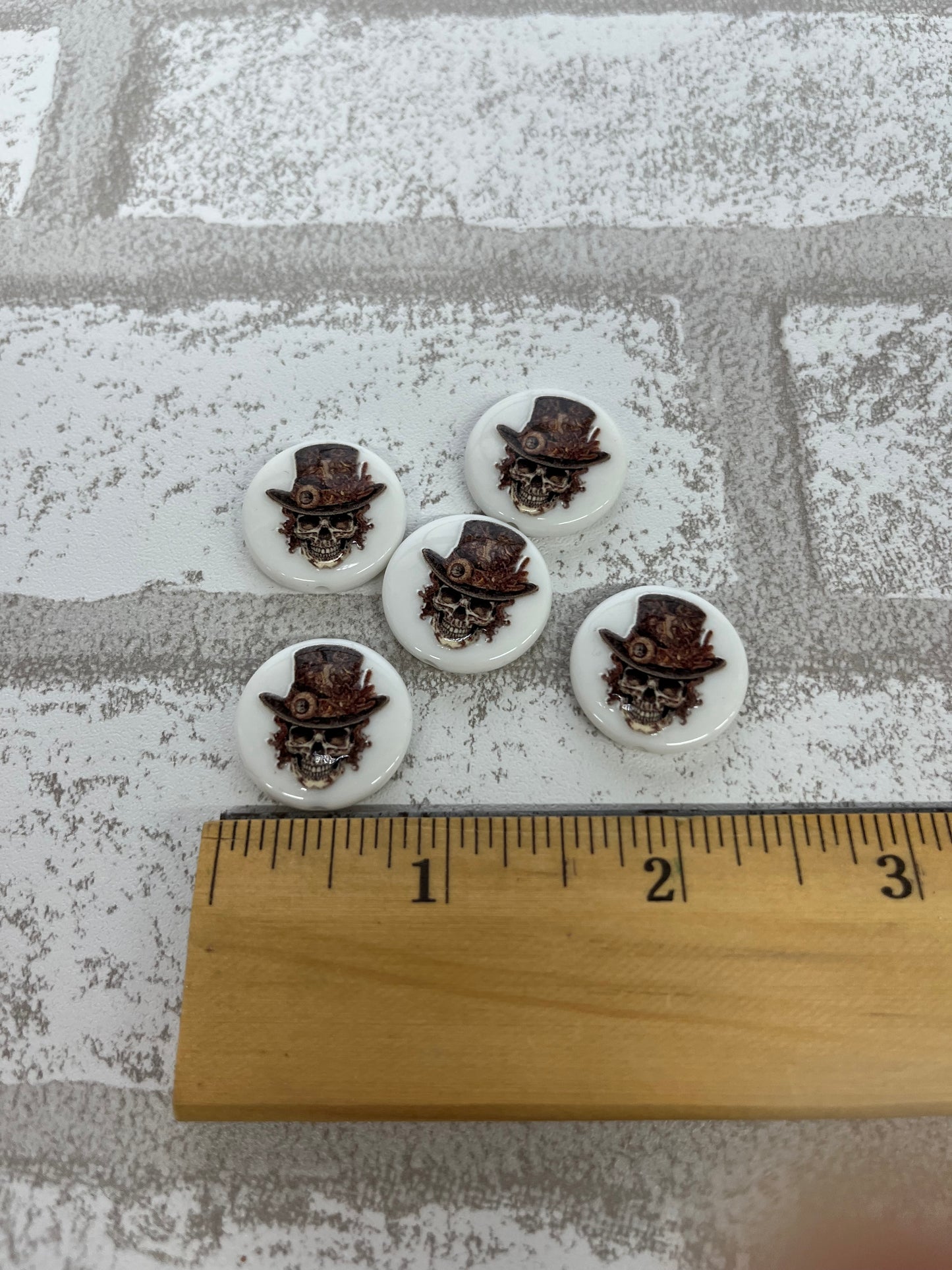 Steampunk Skull Round Acrylic Beads!