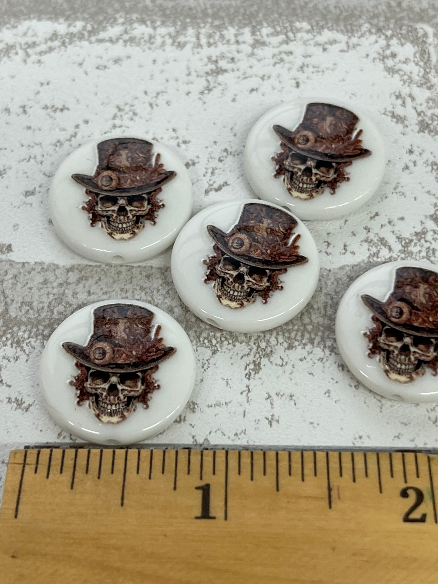 Steampunk Skull Round Acrylic Beads!