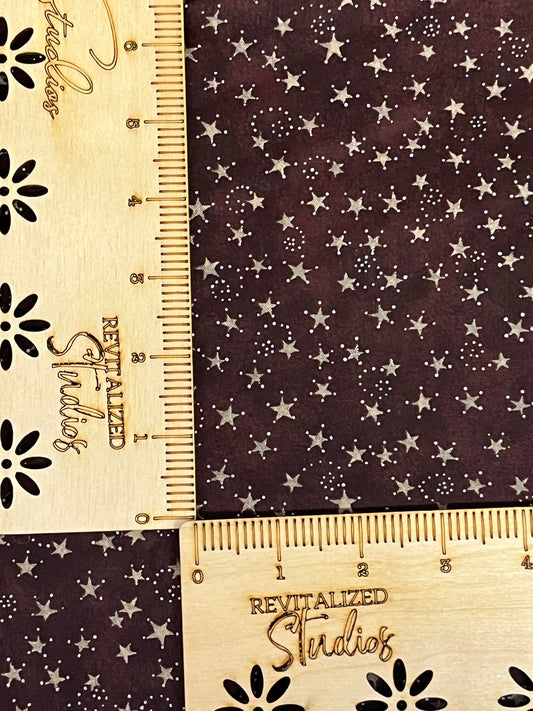 burgundy riley blake fat quarter with constellations and rulers for scale