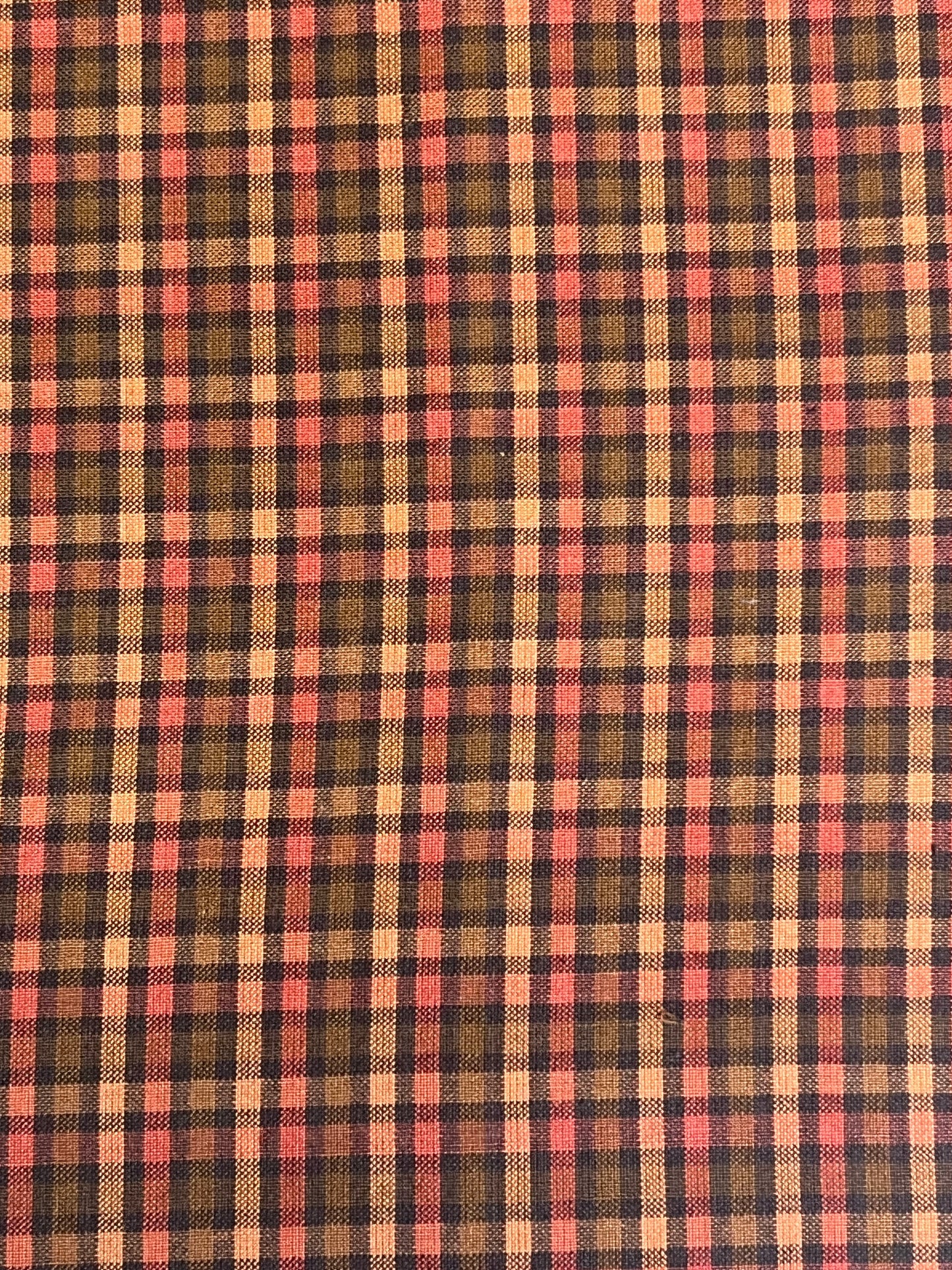 Homespun Fabric Fat Quarter ! Brown, black, mustard, and pumpkin plaid! Andover