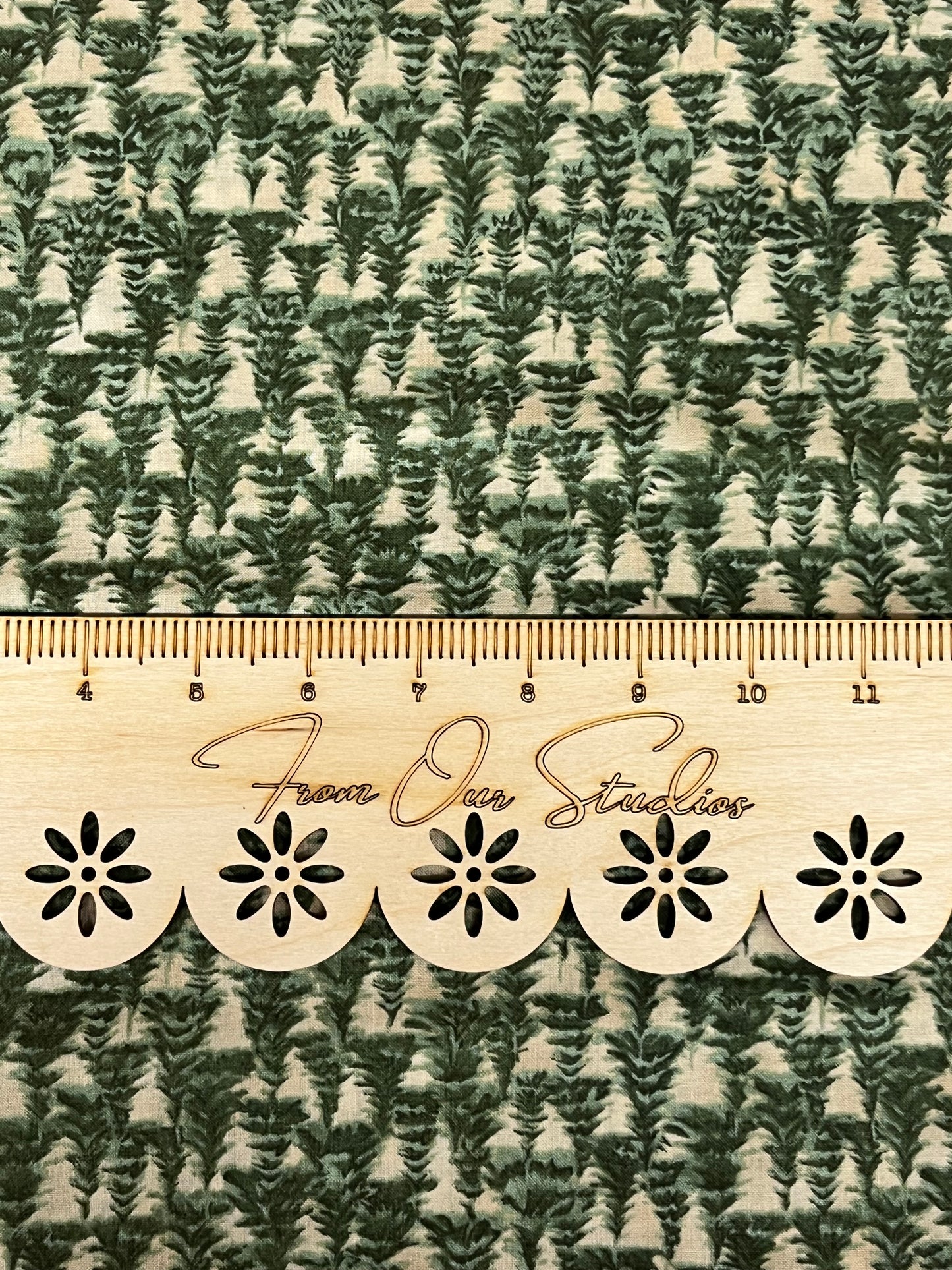 Fabric Fat Quarter Moosehead Lodge Trees on Green by Teresa Kogut for South Sea Imports!