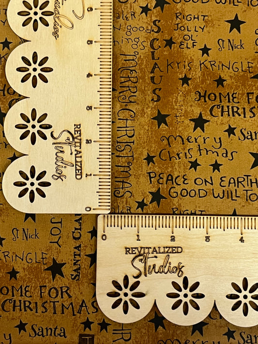 Mustard Christmas Phrases Fabric – Kringle Collection Fat Quarter by Teresa Kogut – Close Up- ruler for scale only