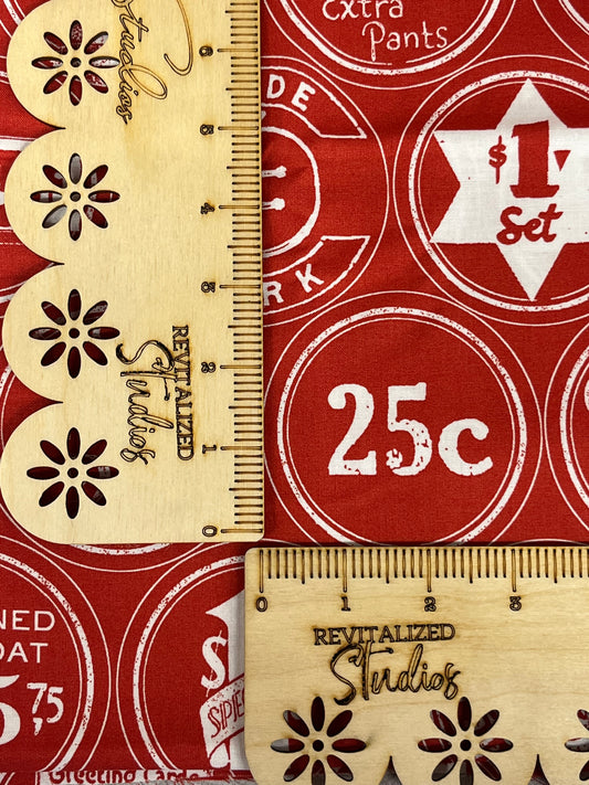 Riley Blake Fat Quarter White As Snow Red Retro Symbols