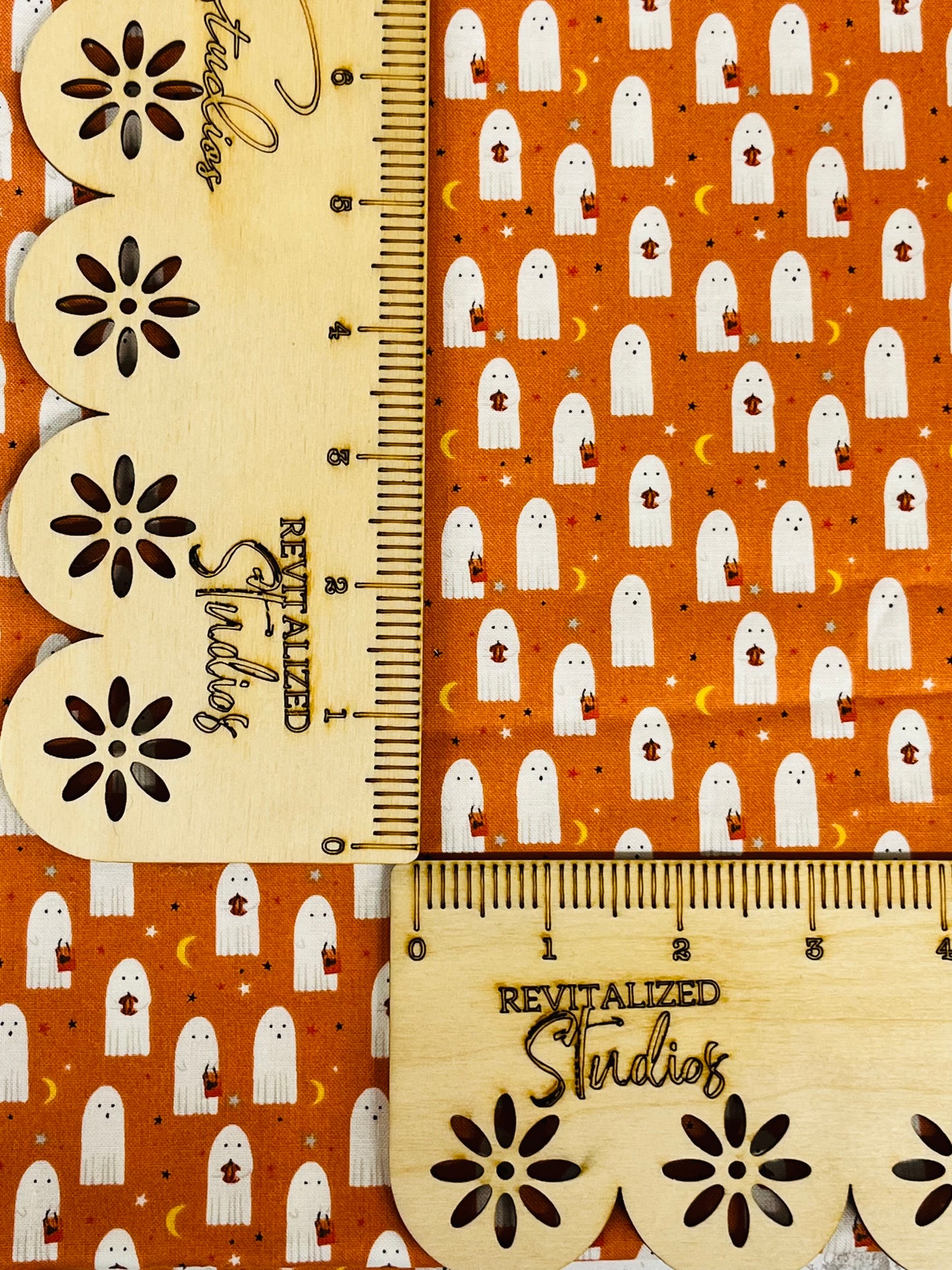 Fabric Fat Quarter for Riley Blake Designed By My Minds Eye- Hey Bootiful - Ghosts on Orange!