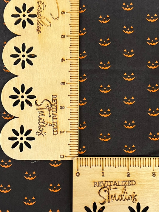 My Minds Eye Hey Bootiful Orange Jack Faces on Black Fabric Fat Quarter for Riley Blake!