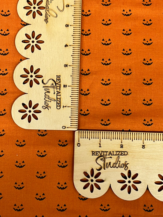 Fabric Fat Quarter My Minds Eye for Riley Blake - Halloween Jack Faces on Orange Hey Bootiful.