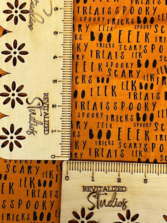 Fabric Fat Quarter My Minds Eye Hey Bootiful for Riley Blake! Spooky Words on Orange!