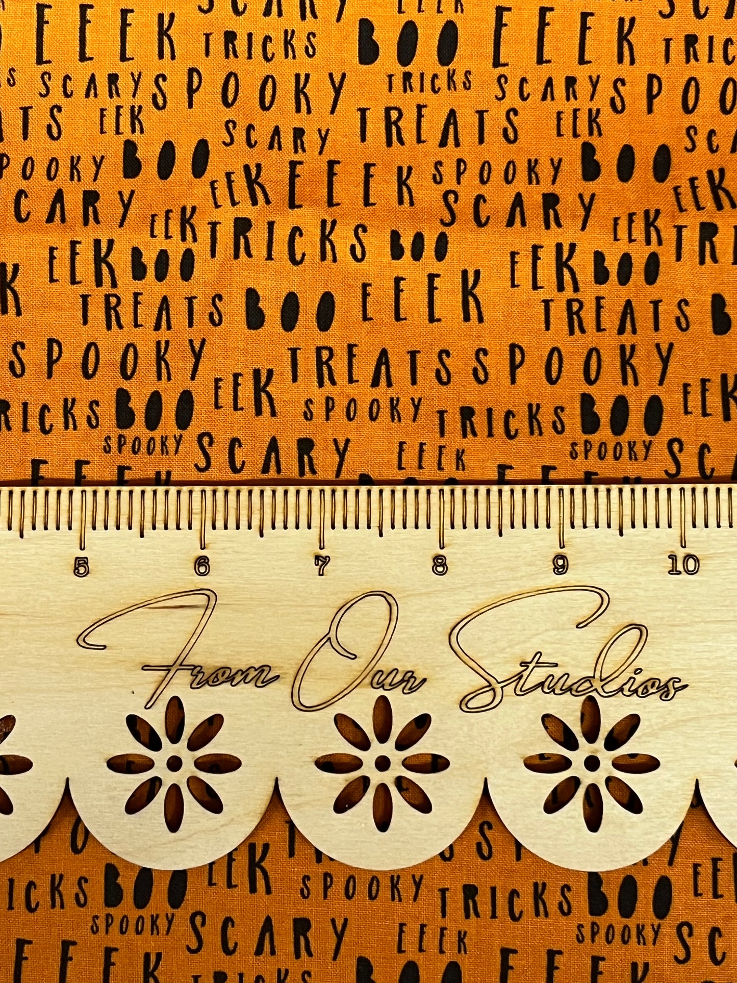 Fabric Fat Quarter My Minds Eye Hey Bootiful for Riley Blake! Spooky Words on Orange!