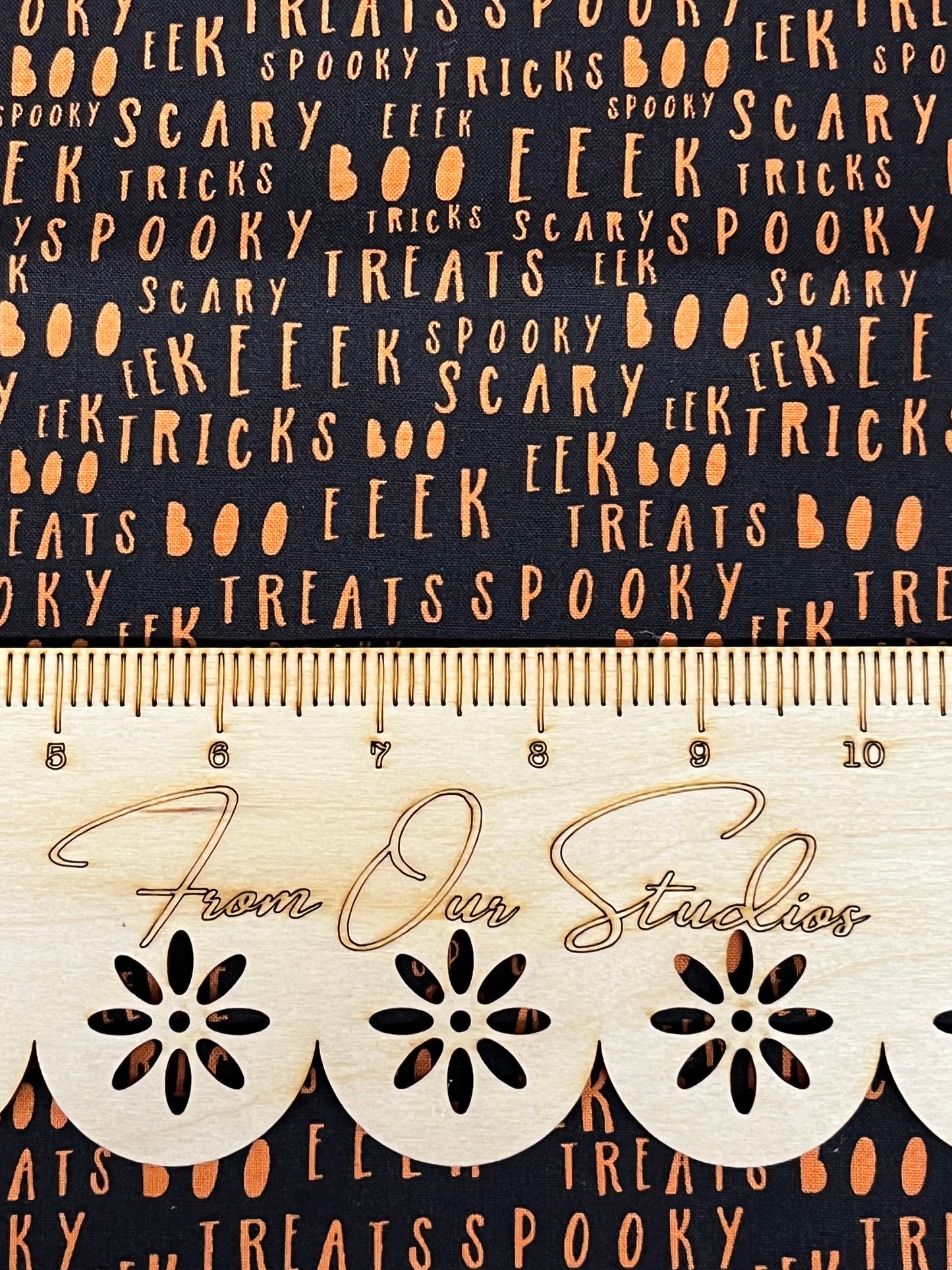 Fabric Fat Quarter My Minds Eye Hey Bootiful for Riley Blake! Spooky Words on Black!