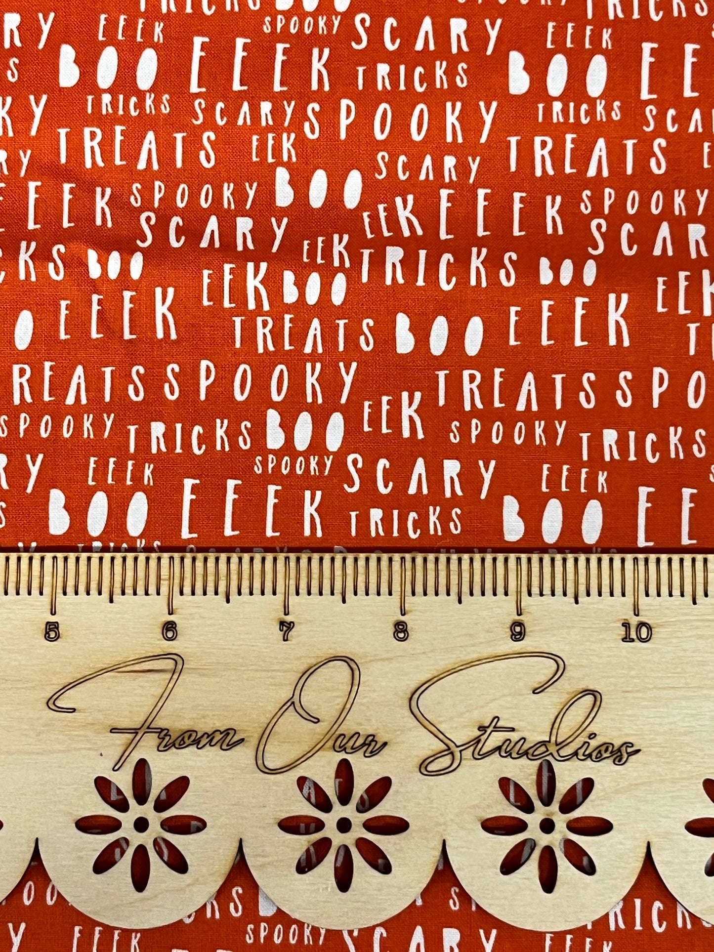 Fabric Fat Quarter My Minds Eye Hey Bootiful for Riley Blake! Spooky Words on Orange!