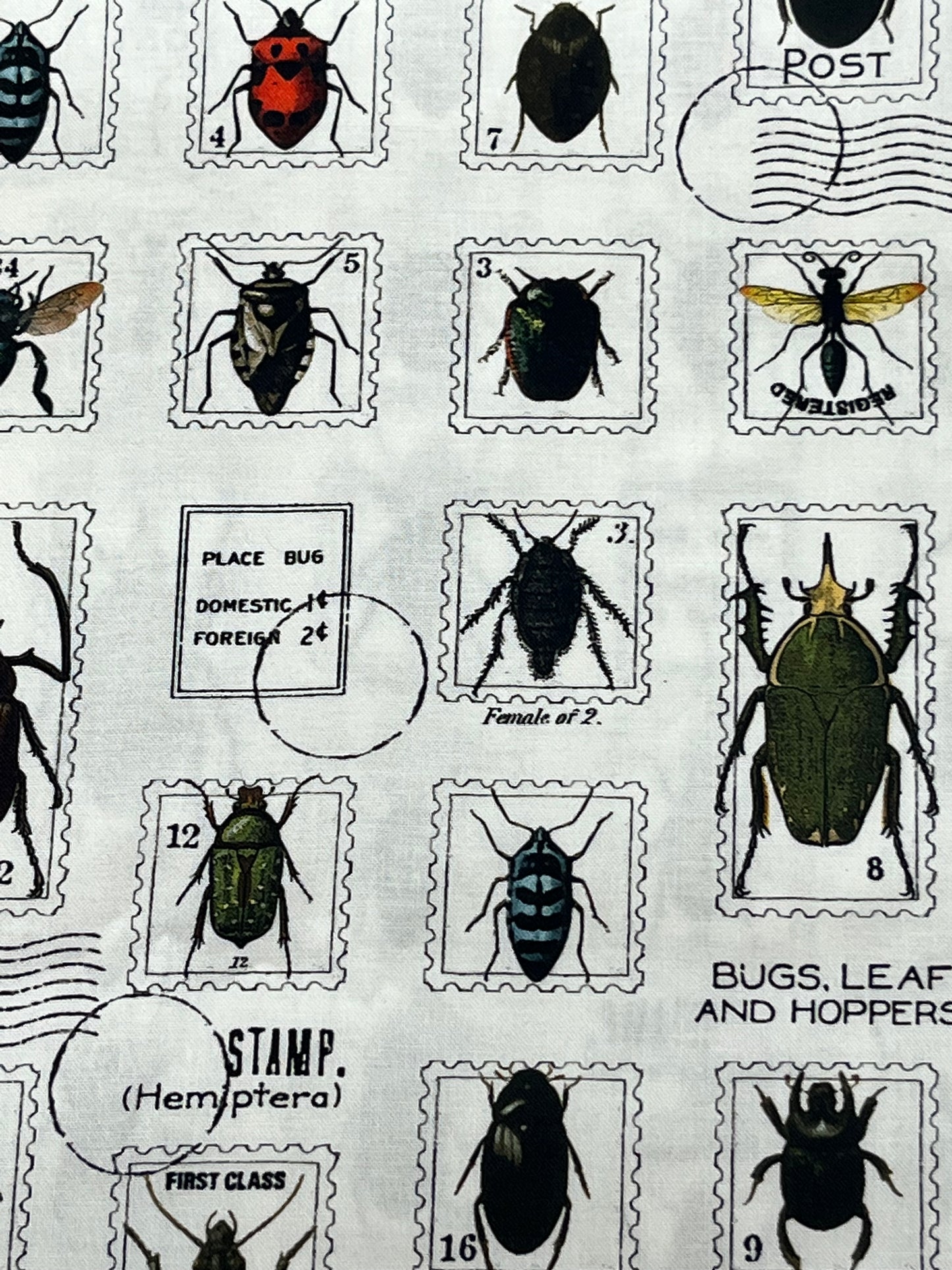 Fat Quarter Fabric Art Journal Bug Stamps J. Wecker Frisch for Riley Blake Designs.